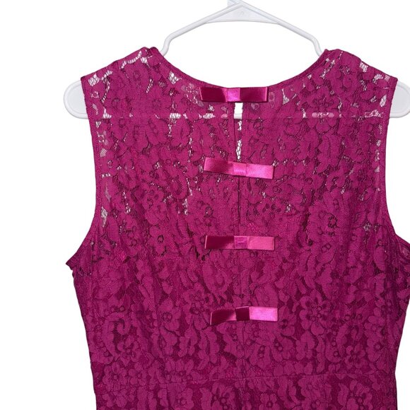 NWT Eva Mendes Magenta Lace Sleeveless Dress With Back Bow Detail Size 8 - Picture 5 of 8